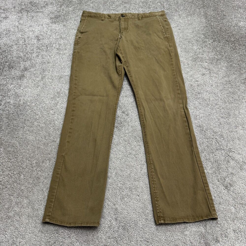 Empyre Skeletor Skinny Chino Skater Pants Mens 34 Khaki Green Straight Stretch